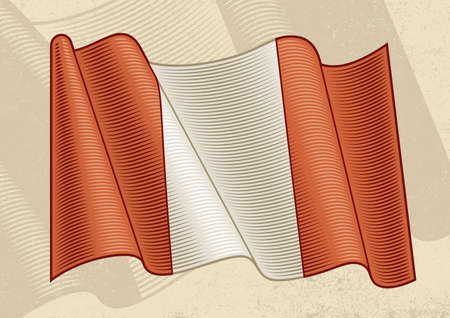 Vintage Flag Of Peru. Editable EPS8 vector illustration with clipping mask in woodcut style.のイラスト素材
