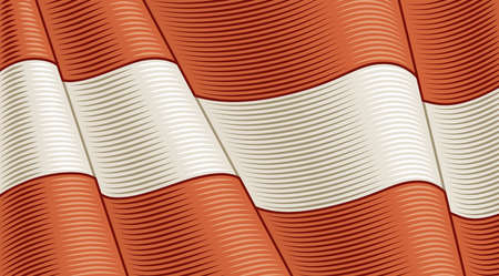 Vintage Flag Of Austria. Close-up Background. Vector illustration in retro woodcut style.のイラスト素材
