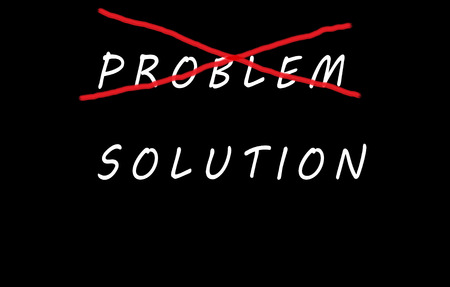 The word solution on a blackboard 