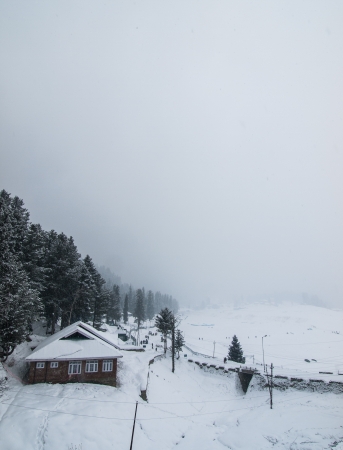 A view of Gulmarg in winter Kashmir,Indiaの写真素材