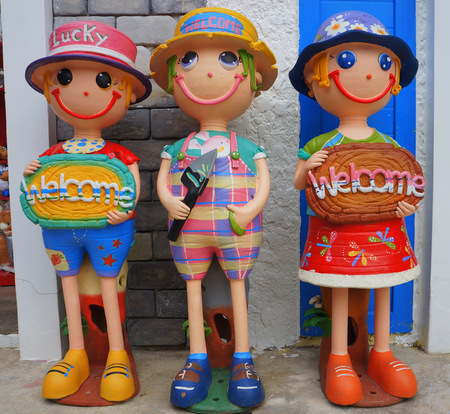 Welcome cute boy and grilの写真素材