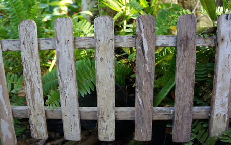 Old white fenceの写真素材