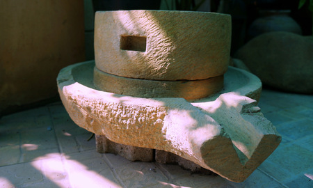 The Ancient grain grinding millstonesの写真素材