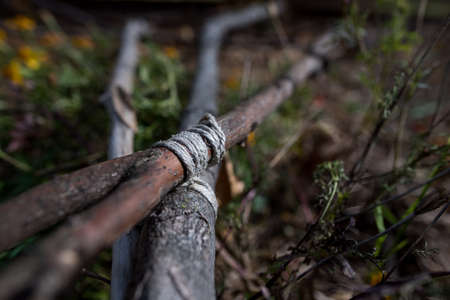 Fallen down wooden post for a garden on the Blue Ridge Parkway in Virginia.の写真素材