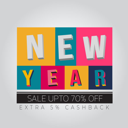 New year sale discount banner template Vector illustrationのイラスト素材