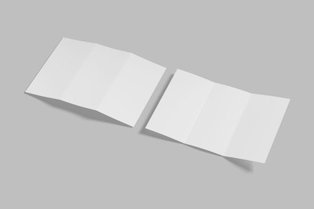 Brochure in square format folded to two - mockup. 3d illustrationの写真素材