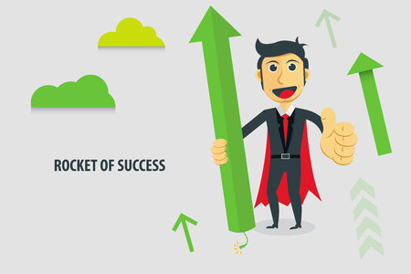 Business Vector Illustration. Businessman flight to the goal of companyのイラスト素材