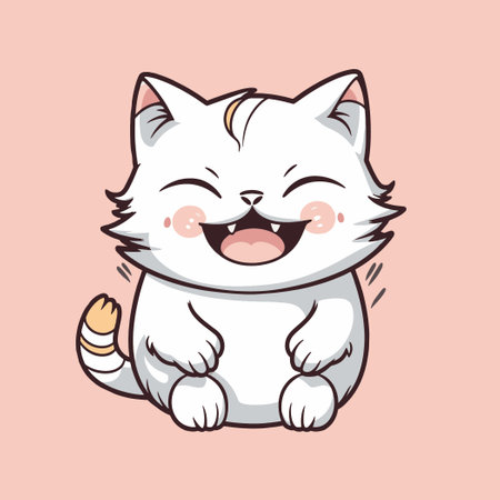 Cute cartoon cat. Vector illustration isolated on a white background.のイラスト素材