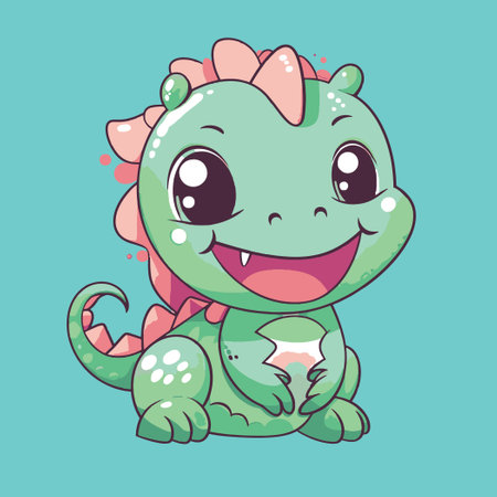 Cute cartoon monster. Vector illustration of a funny baby lizard.のイラスト素材