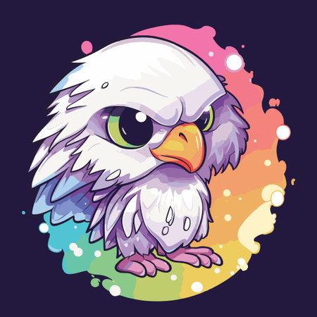 Cute cartoon eagle on a colorful background. Vector illustration for your designのイラスト素材