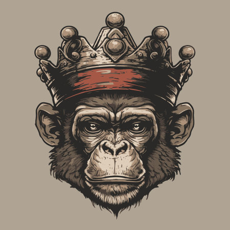 Monkey with crown. Vector illustration for t-shirt print.のイラスト素材