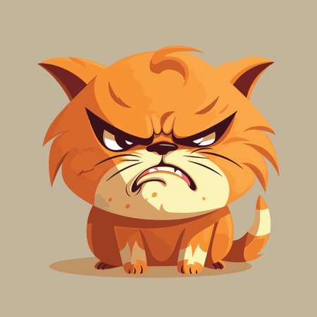 Angry cartoon cat. Vector illustration of a angry catのイラスト素材