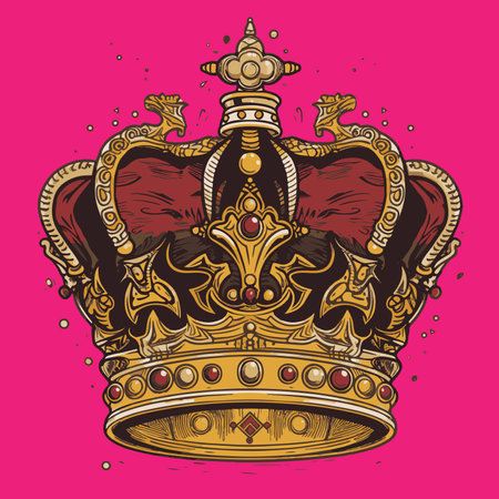 Illustration of a crown on a pink background. Vector illustration.のイラスト素材