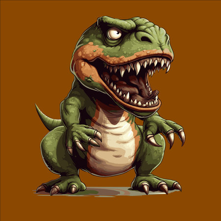 Trex on orange background. Vector illustration. Cartoon style.のイラスト素材