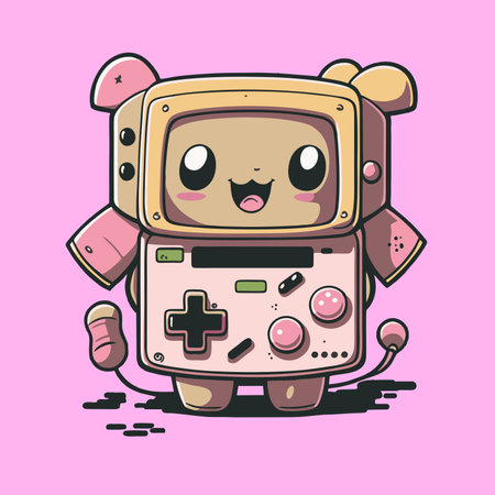 Cute Cartoon Astronaut Character with Gamepad. Vector Illustrationのイラスト素材