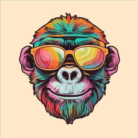 Monkey with sunglasses. Vector illustration for t-shirt print.のイラスト素材