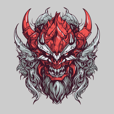 Dragon head vector illustration, tattoo design, t-shirt print.のイラスト素材