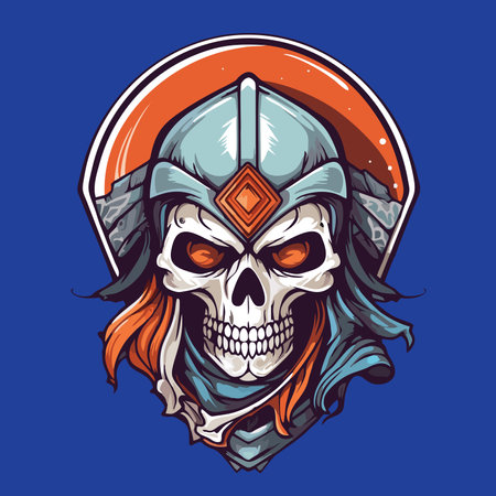 Skull in helmet. Vector illustration for t-shirt print.のイラスト素材