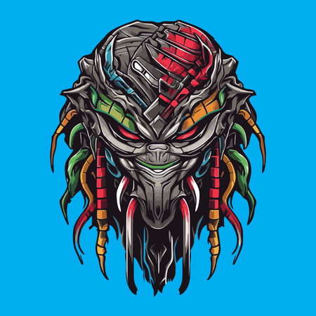 Predator warrior vector illustration for t-shirt, poster and other usesのイラスト素材
