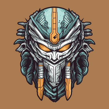 Predator warrior helmet vector illustration for t-shirt, poster and other usesのイラスト素材