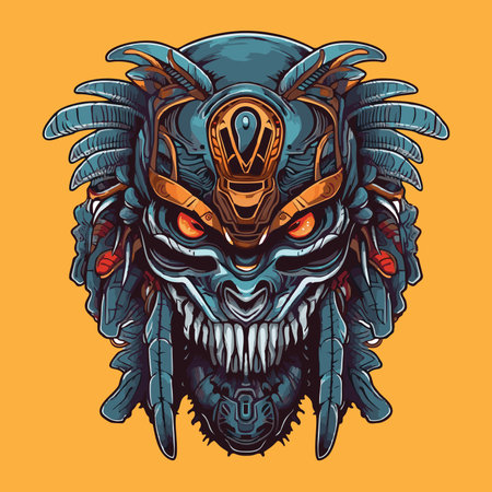 Tribal mask for t-shirt design. Vector illustration.のイラスト素材