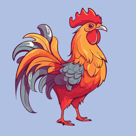 Rooster on blue background. Vector illustration of a rooster.のイラスト素材
