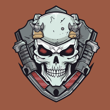 Skull in helmet and armor. Vector illustration of a skull.のイラスト素材