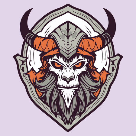 Viking warrior with horns. Vector illustration for t-shirt design.のイラスト素材
