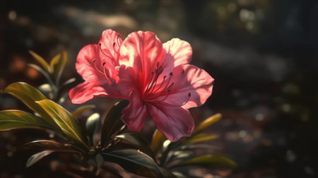 Pink rhododendron flower in the garden, stock photoの素材
