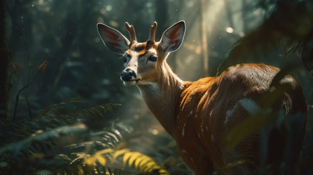 Deer in the forest. Wildlife scene from nature. Wild animal.の素材