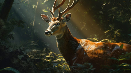 deer in the forest, beautiful animal in the nature, wildlifeの素材