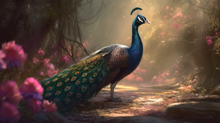 Peacock in the forest. Peacock in the forest.の素材