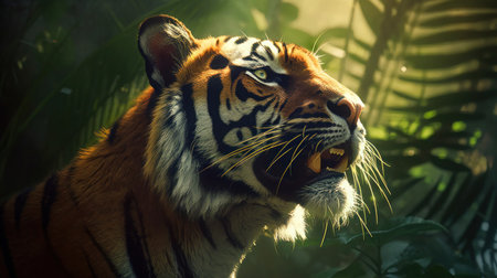 Portrait of a tiger in the forest. Close-up.の素材