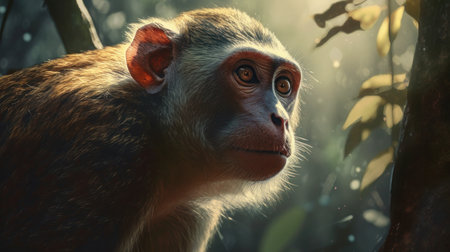 Portrait of a long-tailed macaque (Macaca fascicularis)の素材