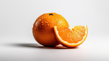 Orange fruit with water drops isolated on white background. Studio shot.の素材