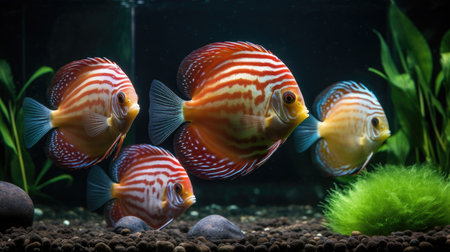 Tropical fish in an aquarium, close-up view.の素材