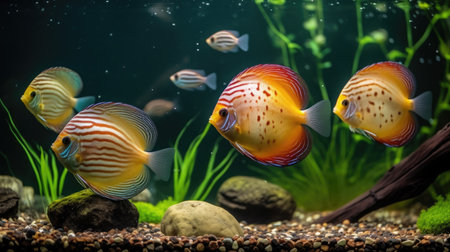 Colorful tropical fish in an aquarium. Underwater world aquarium.の素材
