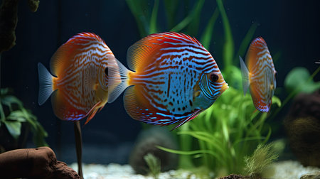 Beautiful colorful tropical fish in an aquarium. Aquarium fish.の素材