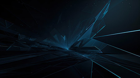 Abstract polygonal space low poly dark background, 3d renderingの素材