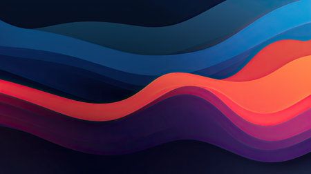 Abstract background with red and blue wavy lines.の素材