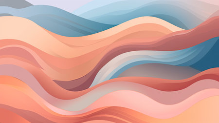 Abstract background with wavy lines in pastel colors. Vector illustration.の素材