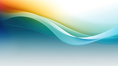 Abstract background with blue, yellow and orange waves.の素材