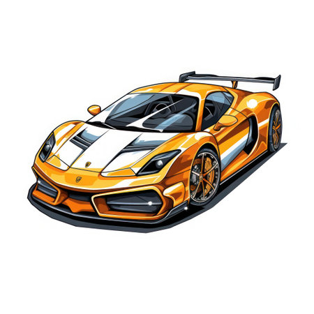 Futuristic orange sports car on white background.の素材