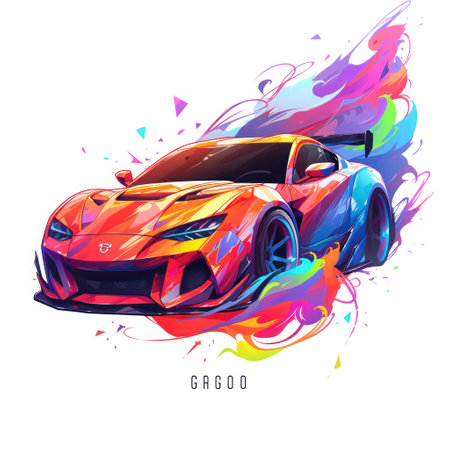 Colorful vector illustration of a sports car in the style of graffitiの素材