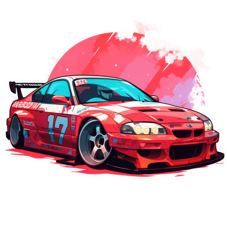 Racing car. Vector illustration of racing car on white background.の素材
