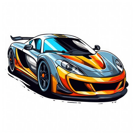 Futuristic sports car. Vector illustration isolated on white background.の素材