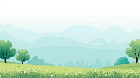 Nature background with trees and meadow.の素材
