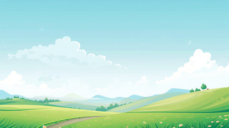 Beautiful summer landscape with meadow and mountains.の素材