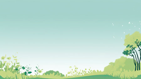 Background with trees and grass in the meadow.の素材
