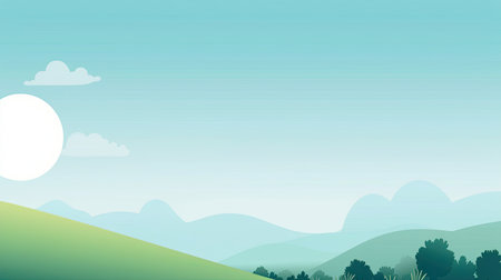 Summer landscape background with hills and blue sky.の素材